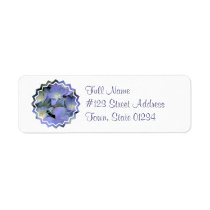 Étiquette postale bleue d'hortensia