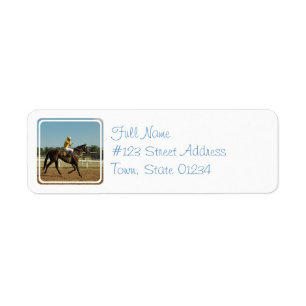 Étiquette postale de cheval de course de pur sang