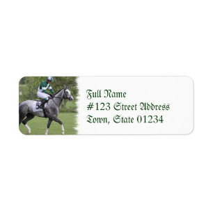 Étiquette postale grise tachetée de cheval de