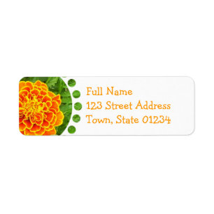 Étiquette postale orange de souci