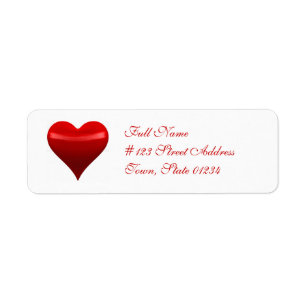 Étiquette postale rouge de coeur