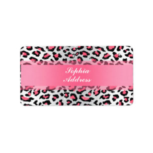 Étiquette poster de animal léopard rose de chaux à bulle t