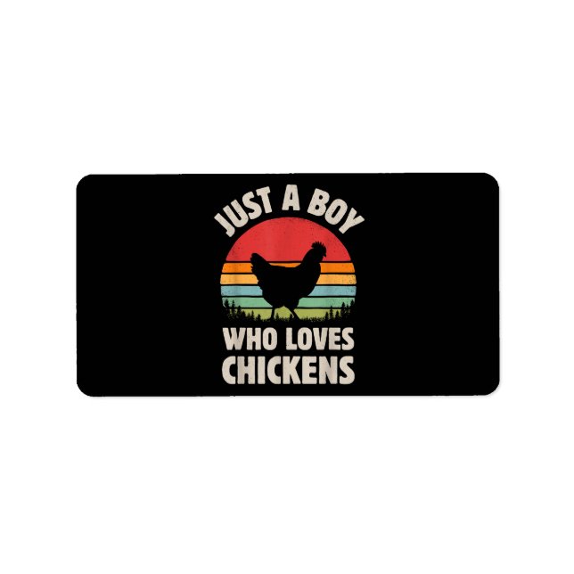Étiquette Poulet Juste Un Garçon Qui Aime Rétro Animal De Fe (Devant)
