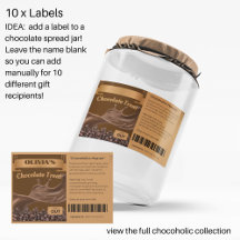 10 x Chocolat Lover Cadeau, Nourriture, Jar Étique