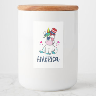Étiquette Pour Bocaux 4 juillet Unicorne avec les États-Unis Drapeau lun