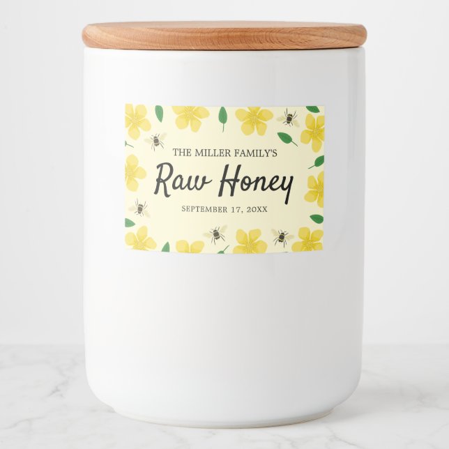 Étiquette Pour Bocaux Abeilles et beignets miel fait maison (Devant)