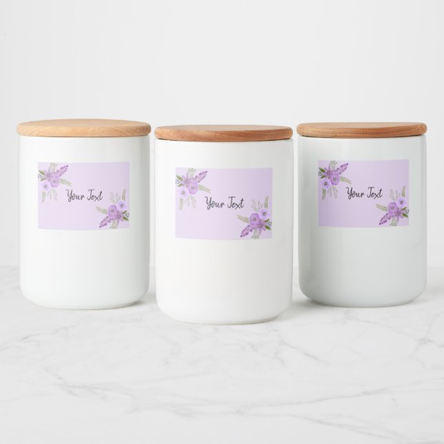 Étiquette Pour Bocaux Aquarelle à violet floral (Bouteilles)
