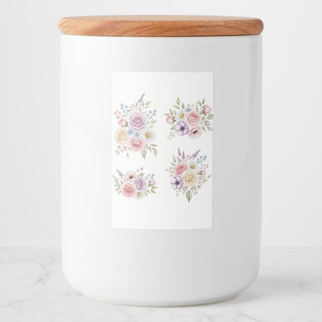 Étiquette Pour Bocaux Aquarelle Boho Floral Clipart PNG Pack - Pastel (Devant)