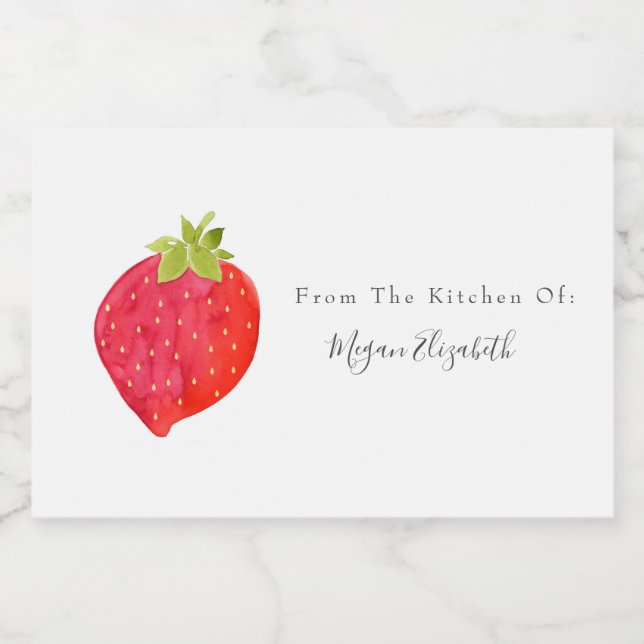 Étiquette Pour Bocaux Aquarelle fraise (Étiquettes simples)