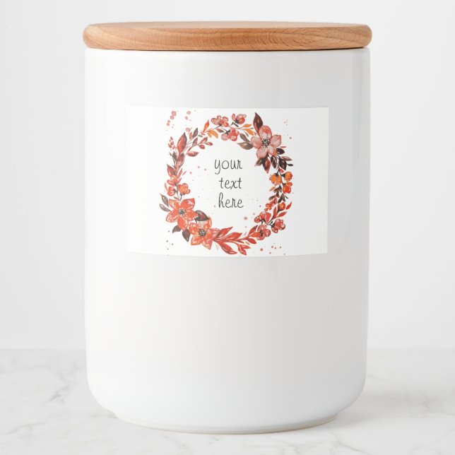Étiquette Pour Bocaux Aquarelle Orange Floral (Devant)
