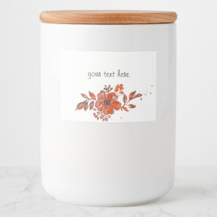 Étiquette Pour Bocaux Aquarelle Orange Floral