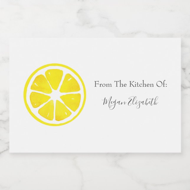 Étiquette Pour Bocaux Aquarelle tranche citron (Étiquettes simples)