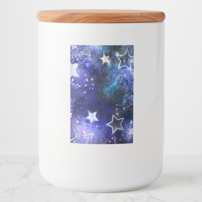 Étiquette Pour Bocaux Arrière - plan spatial avec étoiles (Devant)