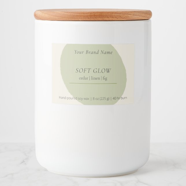 Étiquette Pour Bocaux Artisan Candle Label Sage Minimalist Centered Wrap (Devant)