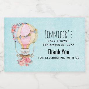 Étiquette Pour Bocaux Ballons à air chaud mignon avec aquarelle à ours