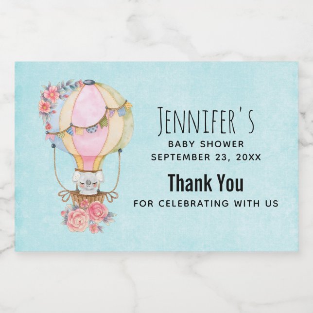 Étiquette Pour Bocaux Ballons à air chaud mignon avec aquarelle à ours (Étiquettes simples)