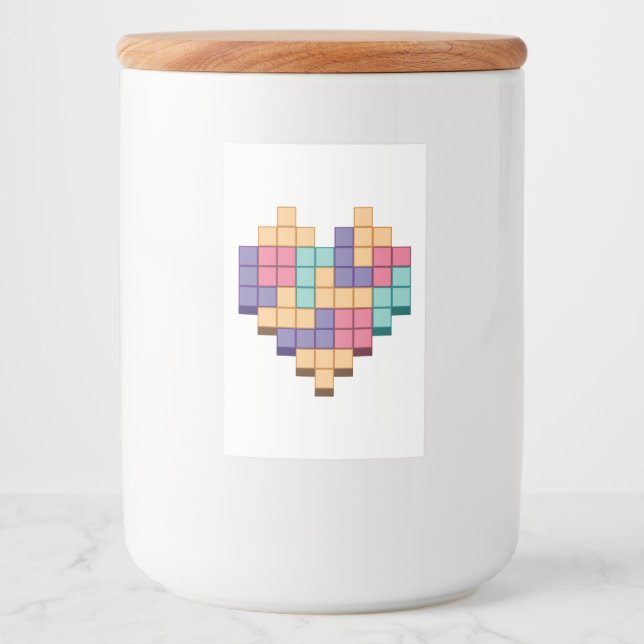 Étiquette Pour Bocaux Bloquer le style du coeur du jeu (Devant)