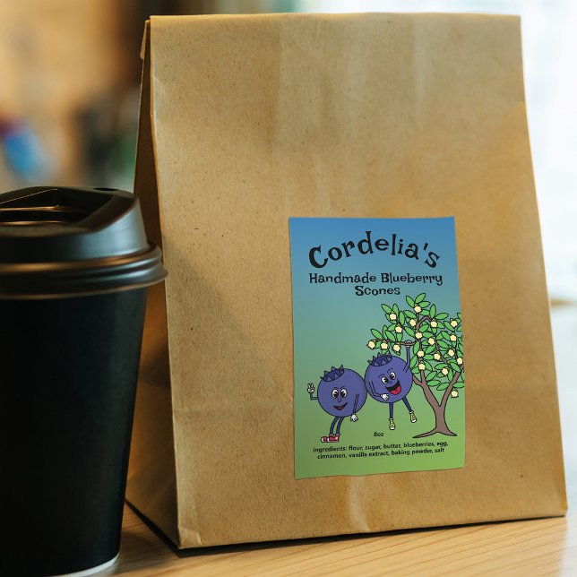 Étiquette Pour Bocaux Blueberry Pals Drôle Cartoon Scones et plus (Créateur téléchargé)