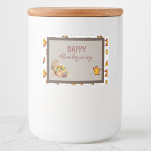 Étiquette Pour Bocaux Bon thanksgiving Cornucopia Panier Feuilles d'auto