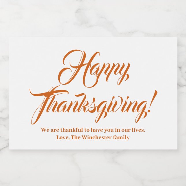 Étiquette Pour Bocaux Bon thanksgiving orange épice texte du script pers (Étiquettes simples)