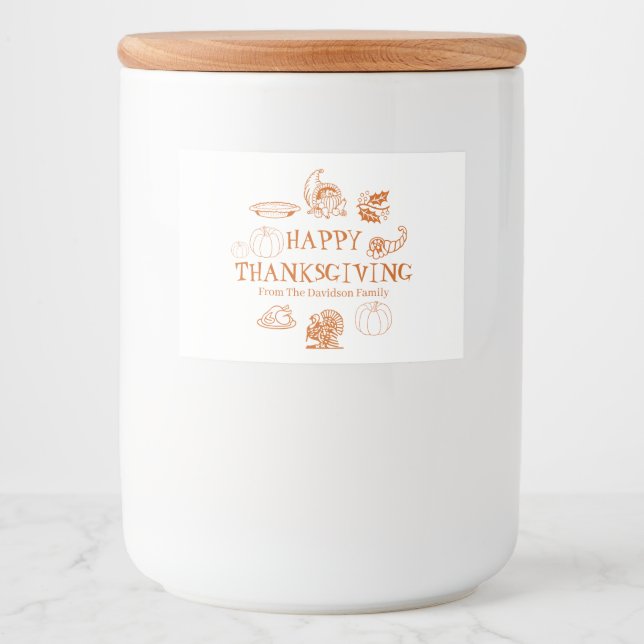 Étiquette Pour Bocaux Bon thanksgiving, personnaliser nom de famille fav (Devant)