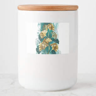 Étiquette Pour Bocaux Branche avec Feuilles d'or Ginko Biloba