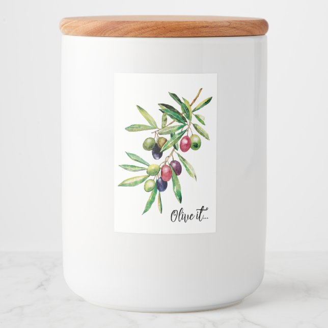 Étiquette Pour Bocaux Branche d'olive aquarelle (Devant)