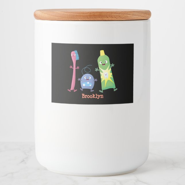 Étiquette Pour Bocaux Brosse à dents mignonne dentifrice dentaire soie d (Devant)