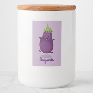 Étiquette Pour Bocaux Caricature d'aubergine d'aubergine joliment heureu