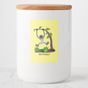 Étiquette Pour Bocaux Caricature de bande de gibbon joyeux