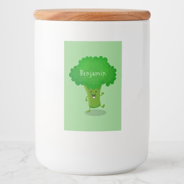 Étiquette Pour Bocaux Caricature de brocoli dansant Cute kawaii (Devant)