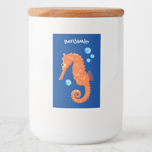 Étiquette Pour Bocaux Caricature de bulles d'hippocampe orange