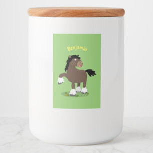 Étiquette Pour Bocaux Caricature de cheval de trait de Cute Clydesdale