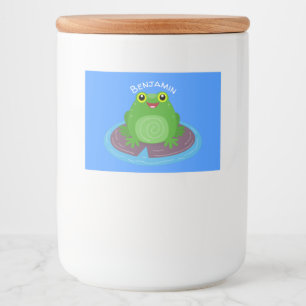 Étiquette Pour Bocaux Caricature de grenouille verte mignonne