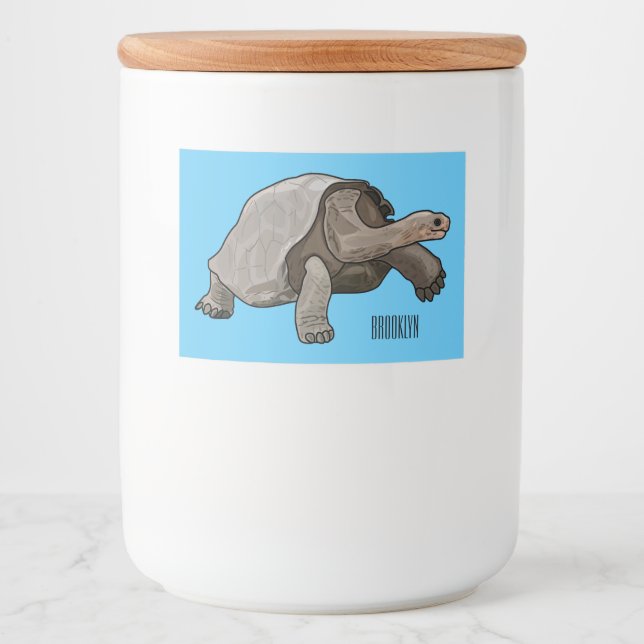 Étiquette Pour Bocaux Caricature de la tortue des Galapagos (Devant)