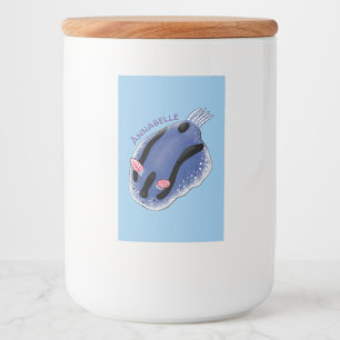 Étiquette Pour Bocaux Caricature de nudibranche bleu mignon