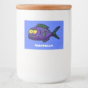 Étiquette Pour Bocaux Caricature de poisson de Piranha