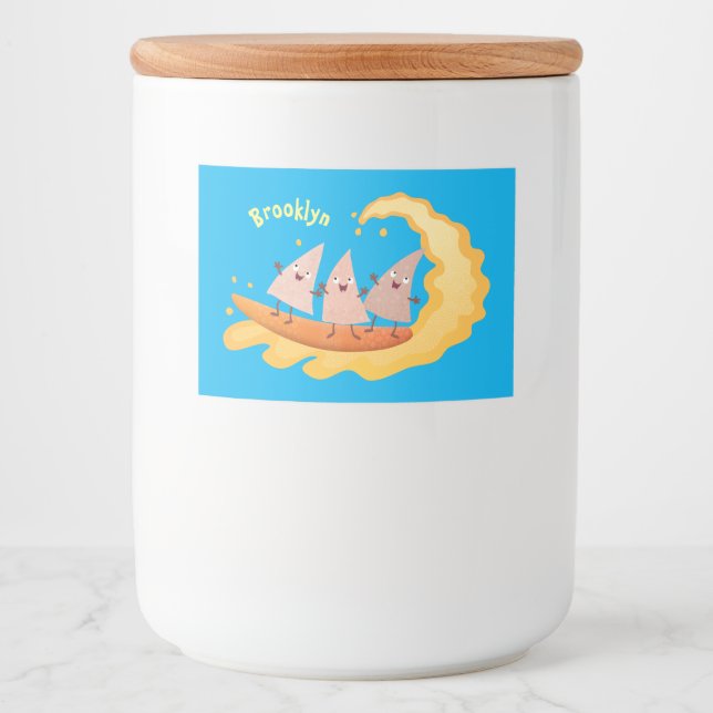Étiquette Pour Bocaux Caricature de surf pour chips de maïs mignonette n (Devant)