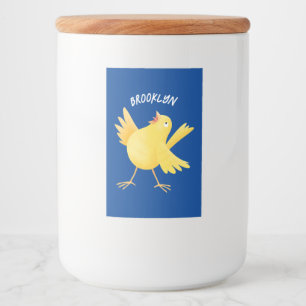 Étiquette Pour Bocaux Caricature d'oiseau canari jaune chantant mignon