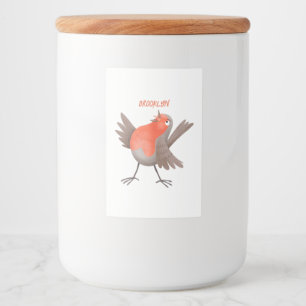 Étiquette Pour Bocaux Caricature d'oiseau rouge chantant mignon