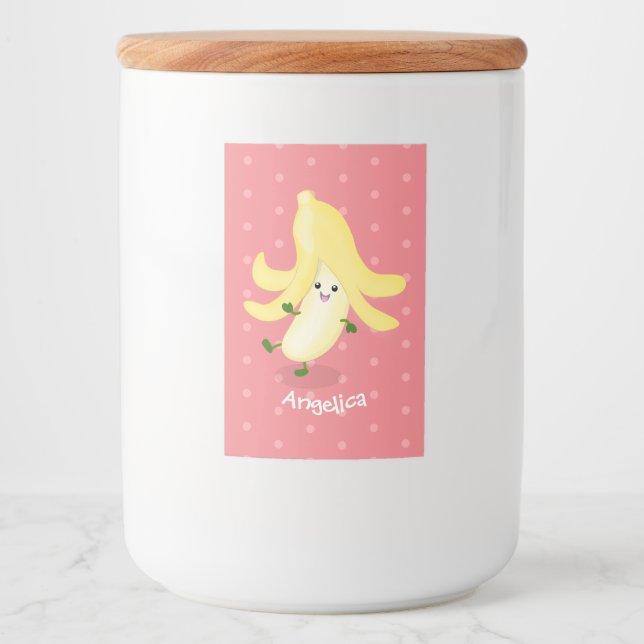 Étiquette Pour Bocaux Caricature sur la banane de Cute kawaii (Devant)