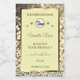 Étiquette Pour Bocaux Ceam Sparkling Gold Parties scintillant Logo Étiqu