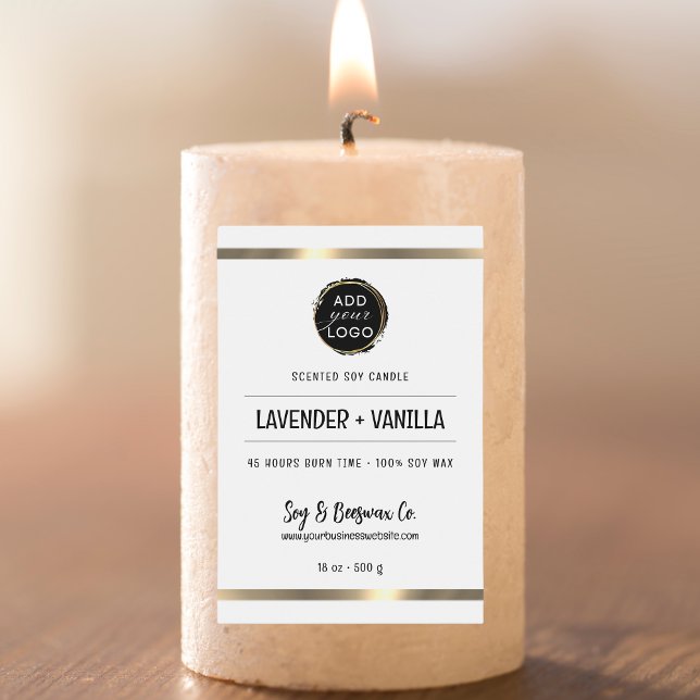 Étiquette Pour Bocaux Chandelle de cire de soja parfumé Entreprise Marqu (Scented Soy Beeswax Candle Business Gold Food Label)