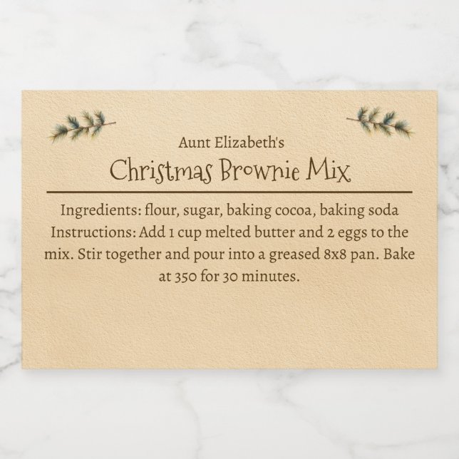 Étiquette Pour Bocaux Christmas Brownie Baking Mix Personalized Simple (Étiquettes simples)