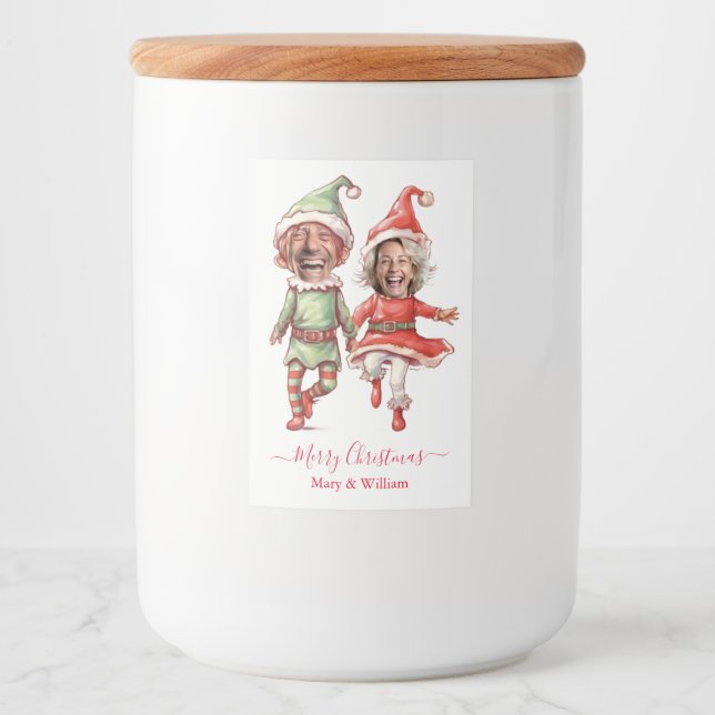 Étiquette Pour Bocaux Christmas elves couple (Devant)