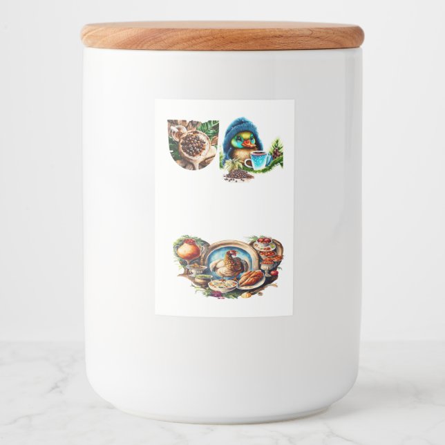 Étiquette Pour Bocaux Conception Quirky Coffee Lover Duck (Devant)