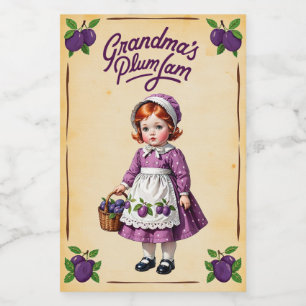 Étiquette Pour Bocaux Confit de Prune de Grand-Mère Vintage