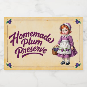 Étiquette Pour Bocaux Conserve de Prune Maison - Vintage