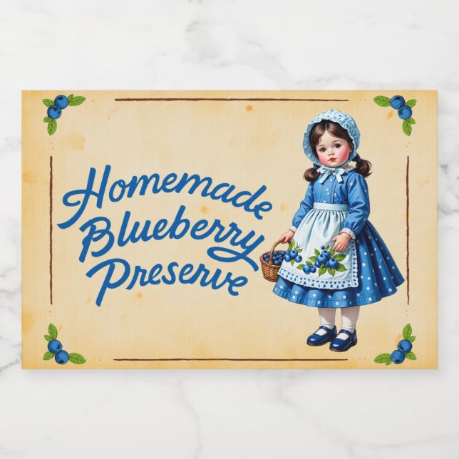 Étiquette Pour Bocaux Conserver de bleuets maison - Vintage (Étiquettes simples)