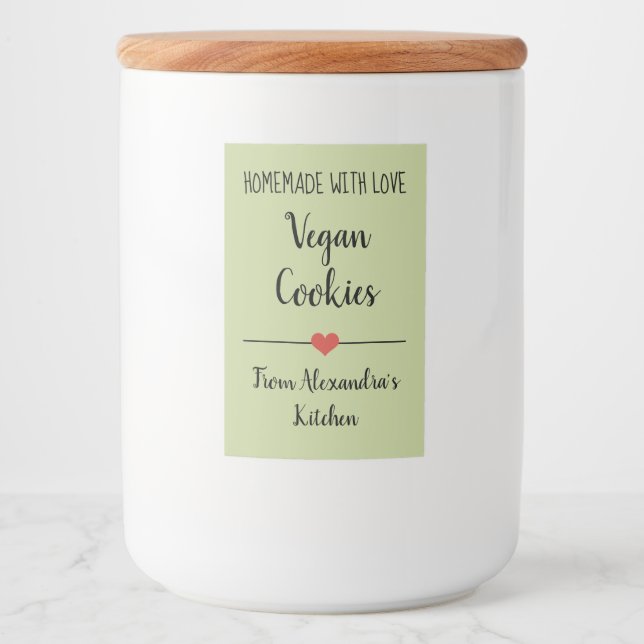 Étiquette Pour Bocaux Cookies verts à la sauge végétale (Devant)